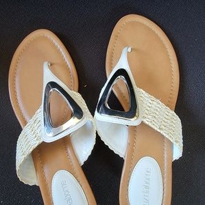Liz Claiborne bone color low wedge sandals size 9. Never worn!